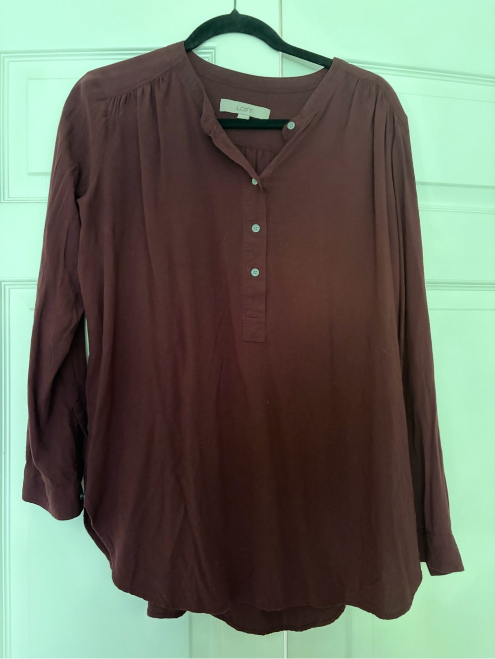 LOFT Burgundy Blouse Women’s Long-Sleeve Blouse
